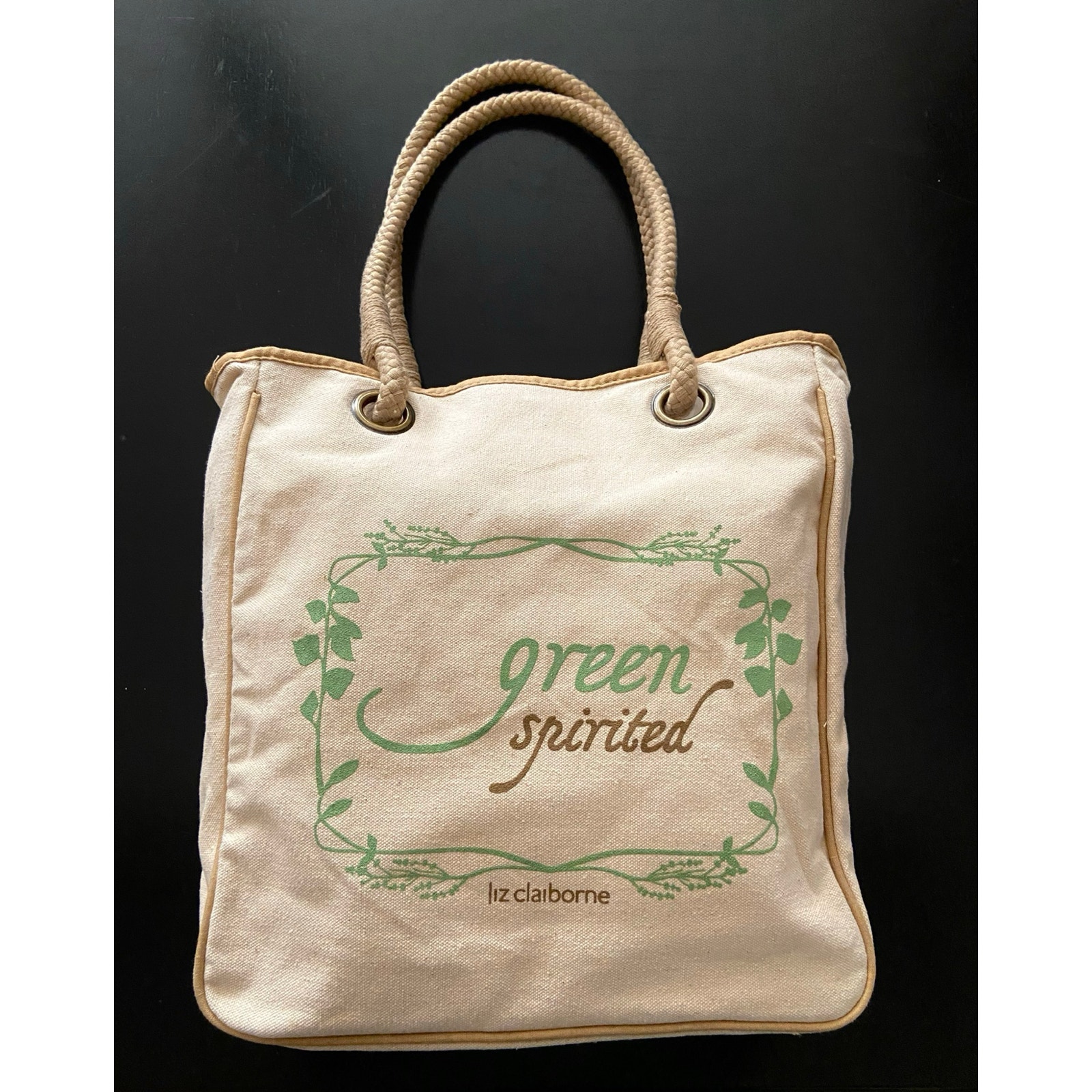 Liz Claiborne Cream Canvas Tote/Shoulder Bag